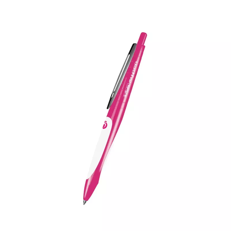 Clip-on einziehbarer Kugelschreiber Herlitz my.pen Pink Weiß Blau