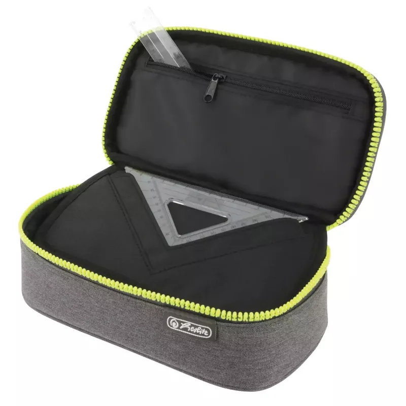 Federmäppchen Herlitz beatBox ABC Polyester Grau Gelb 225x120x70mm