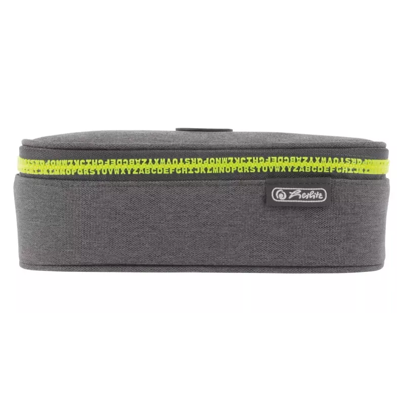 Federmäppchen Herlitz beatBox ABC Polyester Grau Gelb 225x120x70mm