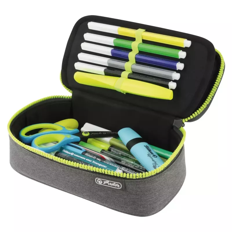 Federmäppchen Herlitz beatBox ABC Polyester Grau Gelb 225x120x70mm