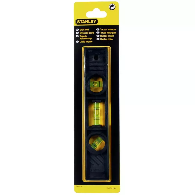 Torpedo Level Stanley 0,2 m Schwarz Genauigkeit 2 mm/m
