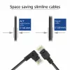 ACT Schwarz 3 Meter U/UTP CAT6A LSZH Slimline Patchkabel mit RJ45-Steckern 90° abgewinkelt rechts auf gerade