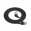 ACT Schwarz 2 Meter U/UTP CAT6A LSZH Slimline-Patchkabel mit RJ45-Steckern 90° abgewinkelt nach unten auf gerade
