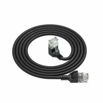 ACT Schwarz 2 Meter U/UTP CAT6A LSZH Slimline-Patchkabel mit RJ45-Steckern 90° abgewinkelt nach unten auf gerade