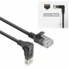 ACT Schwarz 5 Meter U/UTP CAT6A LSZH Slimline-Patchkabel mit RJ45-Steckern 90° abgewinkelt nach unten auf gerade