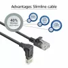ACT Schwarz 5 Meter U/UTP CAT6A LSZH Slimline-Patchkabel mit RJ45-Steckern 90° abgewinkelt nach unten auf gerade