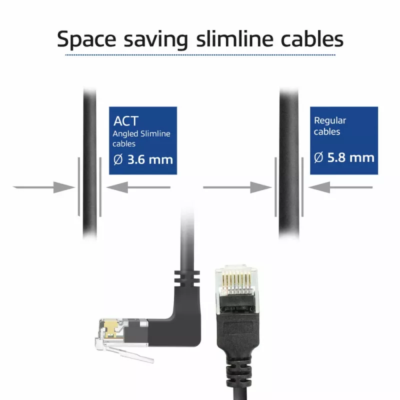 ACT Schwarz 3 Meter U/UTP CAT6A LSZH Slimline Patchkabel mit RJ45 DC4903