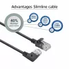 ACT Schwarz 0,5 Meter U/UTP CAT6A LSZH Slimline-Patchkabel mit RJ45-Steckern 90° abgewinkelt rechts auf gerade