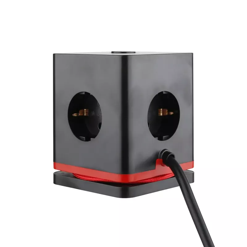 Stromverteilerwürfel Olympia SW 1000 mit 3 Steckdosen, 1,5 m Kabel, 230 V, 16 A, Schwarz/Rot