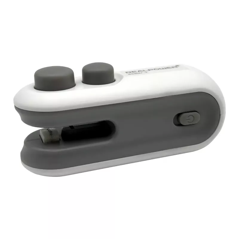 Folienschweißgerät RealPower 495515 Schwarz/Silber — tragbarer Mini-Folienschweißer mit Schneider