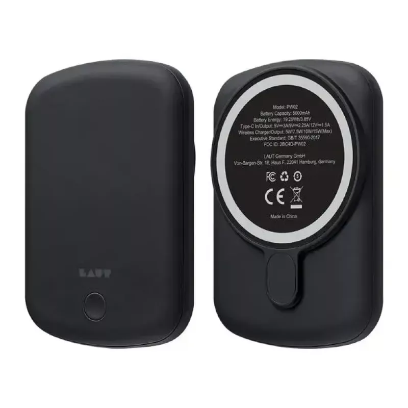 Powerbank LAUT PW02 5000 mAh Kabelloses Laden Schwarz