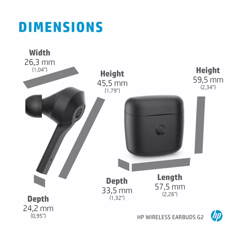 HP Wireless Earbuds G2, Kabellos, Musik, 12 g, Kopfhörer, Schwarz