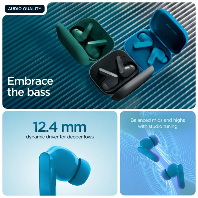 Motorola Moto Buds Bass Headset True Wireless Stereo (TWS) In-Ear-Kopfhörer Anrufe/Musik Bluetooth Blau