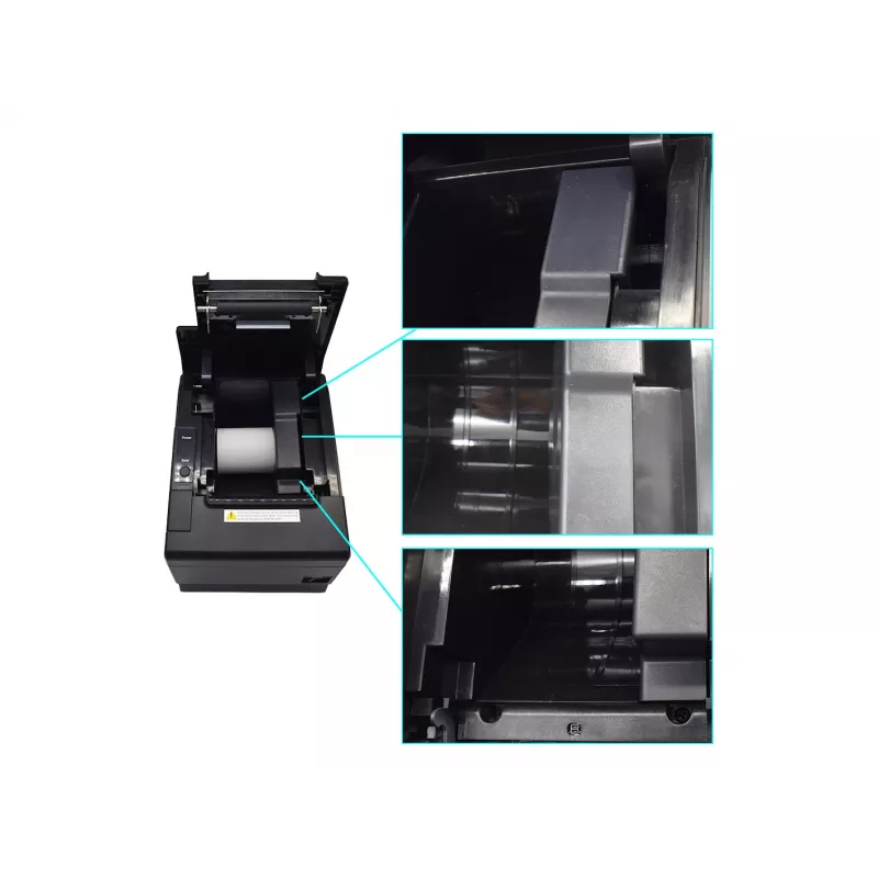 Thermo-Bondrucker für Kassenzettel EQUIP 58/80 mm mit automatischem Abschneider, USB/Ethernet/Seriell, Kassenschublade, 203x203 DPI
