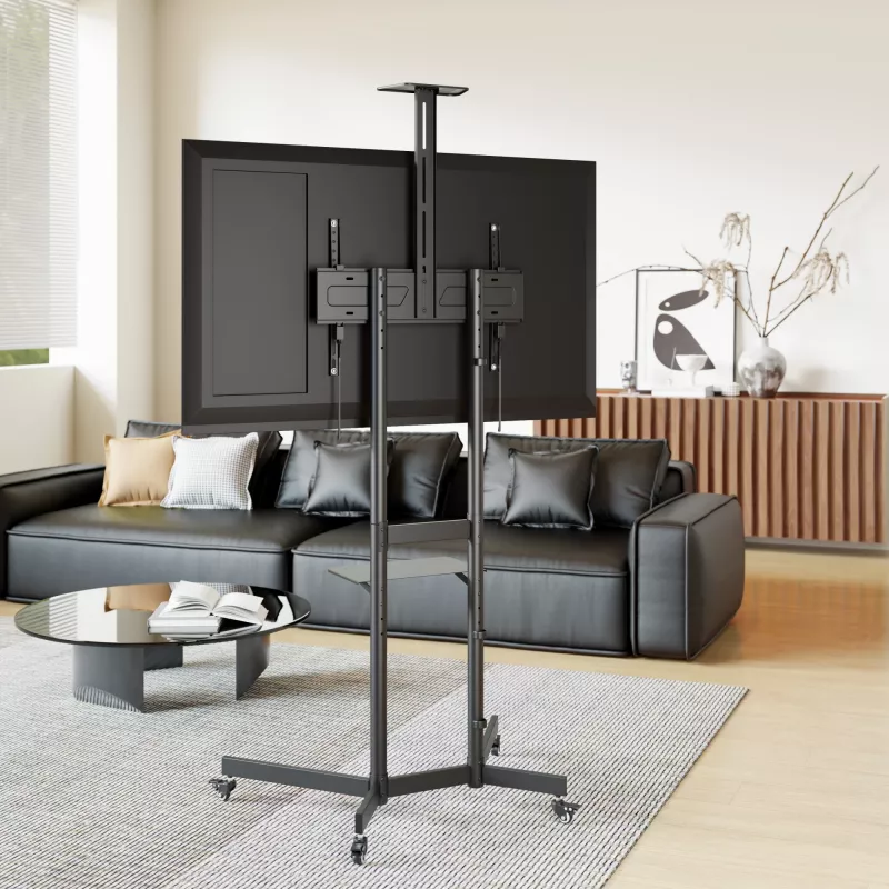 TV-Rollwagen EQUIP 37 Zoll–70 Zoll Economy für 37–70 Zoll Bildschirme, 70 kg Tragfähigkeit, VESA 100x100–600x400, Höhe 1337–1430 mm, Neigung -10°–5°, schwarz