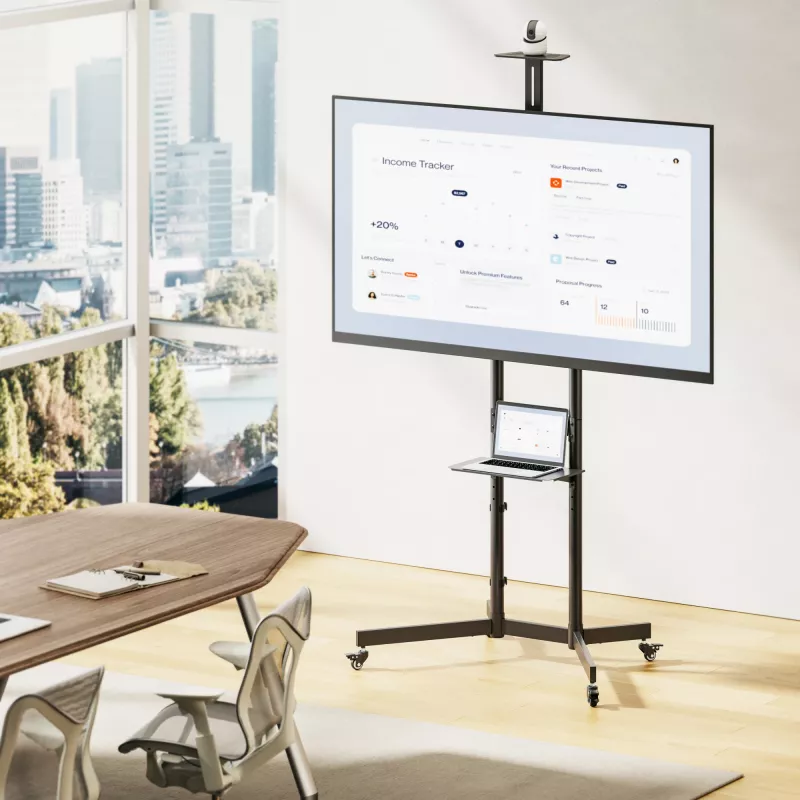 TV-Rollwagen EQUIP 37 Zoll–70 Zoll Economy für 37–70 Zoll Bildschirme, 70 kg Tragfähigkeit, VESA 100x100–600x400, Höhe 1337–1430 mm, Neigung -10°–5°, schwarz