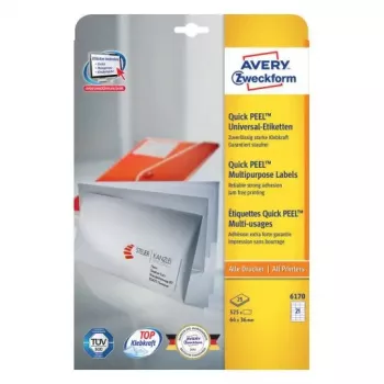 Selbstklebende Rechteck-Etiketten Avery Zweckform 6170 — Weiß, Permanentkleber, 525 Stk.