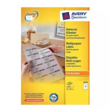 Druckeretiketten Avery 3670 Weiß