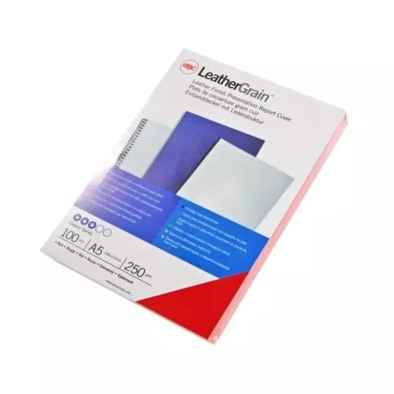 GBC Bindehülle A5 Lederstruktur 250 g/m², A5, Karton, Weiß, 100 Stück