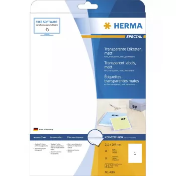 Selbstklebeetikett HERMA A4 Rechteck Permanent Transparent