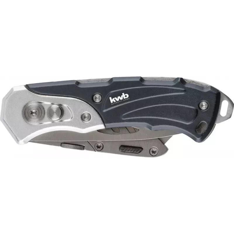 Multitool-Messer KWB 016910 Feststellbares Klingenmesser Schwarz Drop-Point