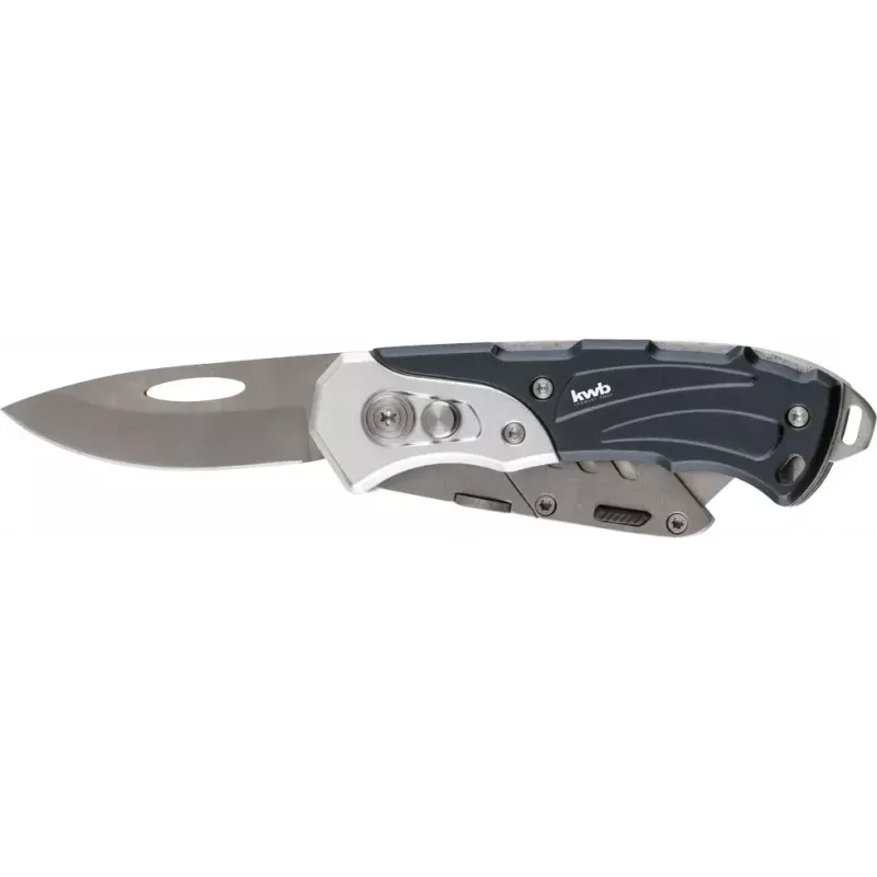 Multitool-Messer KWB 016910 Feststellbares Klingenmesser Schwarz Drop-Point