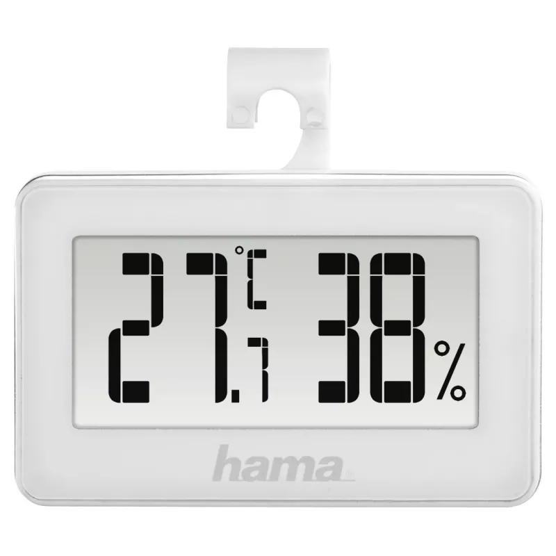 Digitale Wetterstation HAMA 00186363 – Innenthermometer und Hygrometer, Luftfeuchtigkeit 20–95 %, weiß, Batterie CR2025