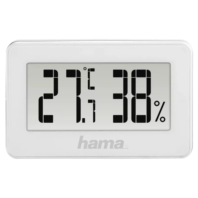 Digitale Wetterstation HAMA 00186363 – Innenthermometer und Hygrometer, Luftfeuchtigkeit 20–95 %, weiß, Batterie CR2025