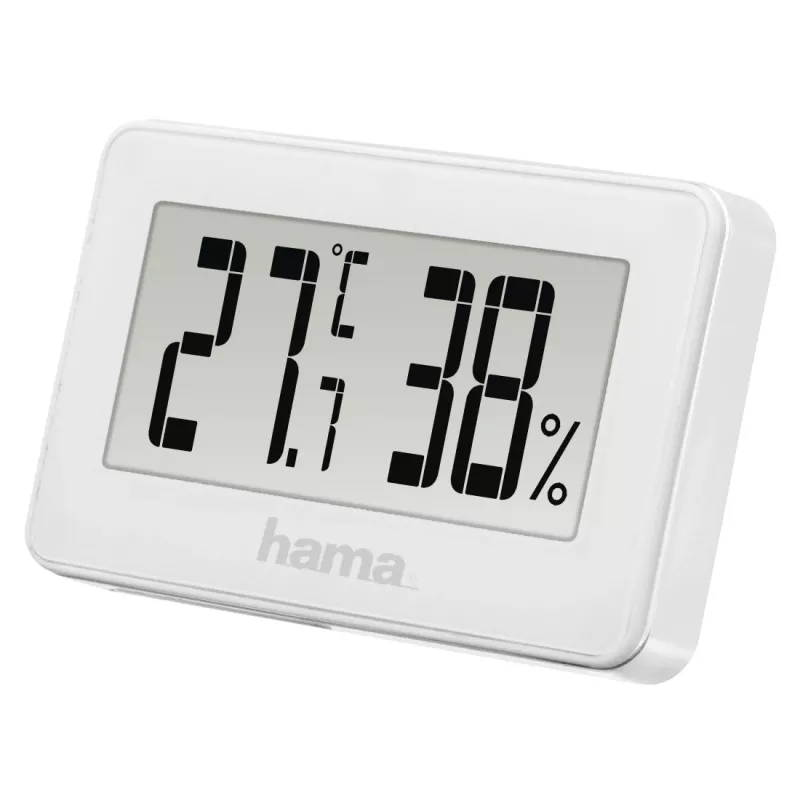 Digitale Wetterstation HAMA 00186363 – Innenthermometer und Hygrometer, Luftfeuchtigkeit 20–95 %, weiß, Batterie CR2025