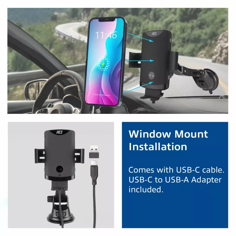 ACT Automatische Smartphone-Autohalterung AC9010 mit kabellosem Laden