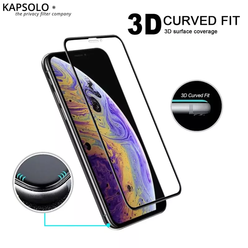Gehärtetes Glas Displayschutz Kapsolo für iPhone 13 / iPhone 14 Max — gewölbt 9H, passend bis 15,5 cm (6,1 Zoll)
