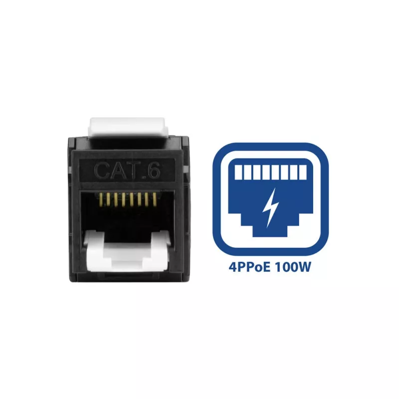 ACT Keystone Jack RJ45 CAT6 ungeschirmt werkzeuglos mit Shutter, schwarz