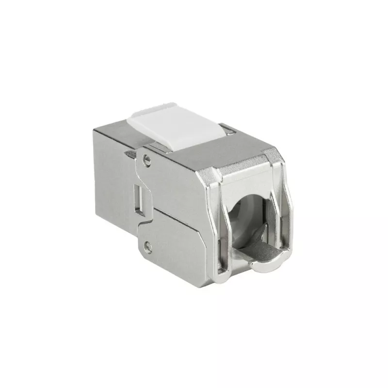ACT Keystone Jack RJ45 CAT6 geschirmt werkzeuglos mit Shutter silber-weiß