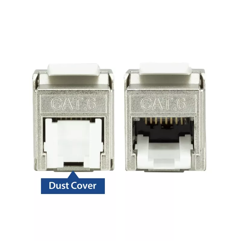 ACT Keystone Jack RJ45 CAT6 geschirmt werkzeuglos mit Shutter silber-weiß