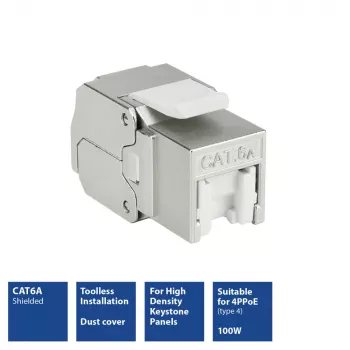 ACT Keystone-Buchse RJ45 CAT6A geschirmt werkzeuglos mit Staubschutzkappe