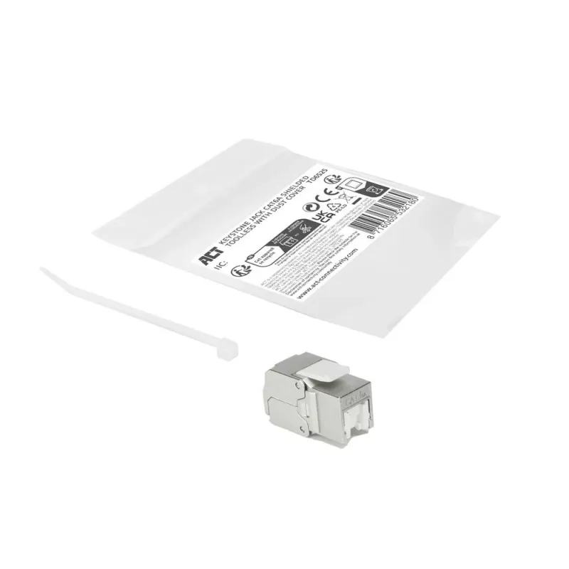 ACT Keystone-Buchse RJ45 CAT6A geschirmt werkzeuglos mit Staubschutzkappe