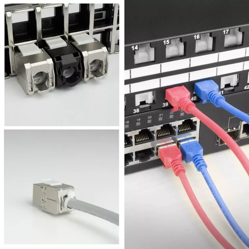 ACT Keystone-Buchse RJ45 CAT6A geschirmt werkzeuglos mit Staubschutzkappe