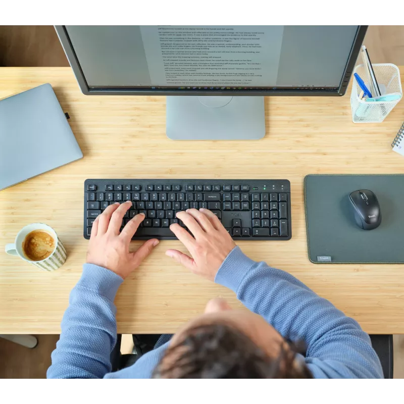 Trust TKM-360 Tastatur Maus enthalten Büro RF Wireless QWERTZ Deutsch Schwarz