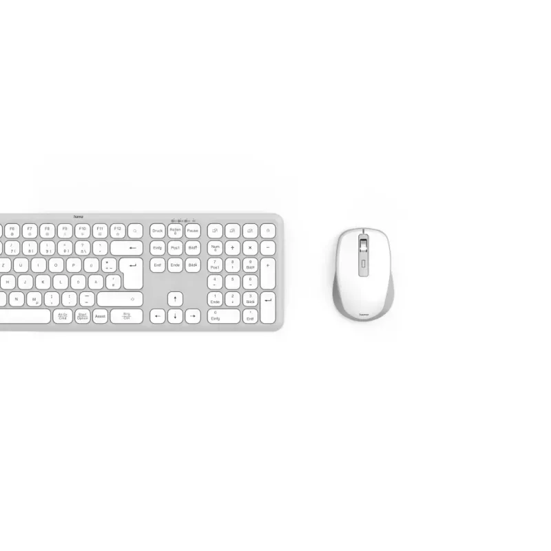 Hama WKM-550 Tastatur Maus inklusive Home/Office RF Wireless + Bluetooth QWERTZ Deutsch Grau, Weiß