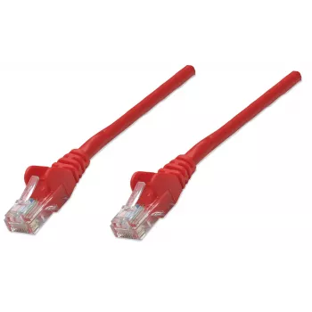 Intellinet Netzwerk-Patchkabel, Cat5e, 0,5 m, Rot, CCA, U/UTP, PVC, RJ45, vergoldete Kontakte, rastnasenschutz, Knickschutz, lebenslange Garantie