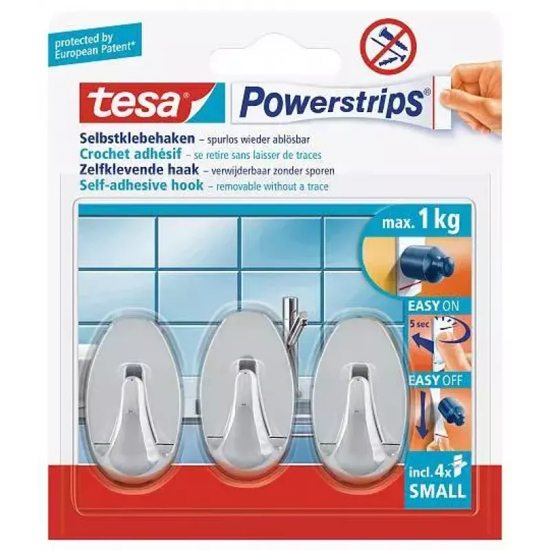Handtuchhaken TESA 57543-00012 Indoor Chrom 3 Stück