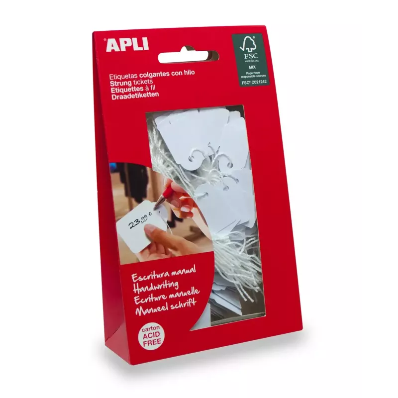 APLI 07009 nicht haftende Etiketten 200 Stück Weiß Rechteck 1,5x2,4 cm