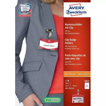 Nicht haftendes Etikett AVERY 4822 Transparent Weiß Rechteckig 32 Stk.