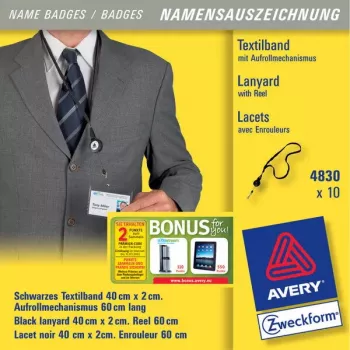 Avery-Gurt Schwarz 4830 Länge max. 60 cm
