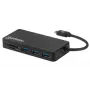 Manhattan USB-C Dock/Hub mit Kartenleser, Anschlüsse (x3): USB-A (x3), 5 Gbit/s (USB 3.2 Gen1 alias USB 3.0), Externe Stromversorgung nicht erforderlich, Universell für alle Geräte, SuperSpeed USB, Schwarz, Drei Jahre Garantie