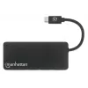 Manhattan USB-C Dock/Hub mit Kartenleser, Anschlüsse (x3): USB-A (x3), 5 Gbit/s (USB 3.2 Gen1 alias USB 3.0), Externe Stromversorgung nicht erforderlich, Universell für alle Geräte, SuperSpeed USB, Schwarz, Drei Jahre Garantie