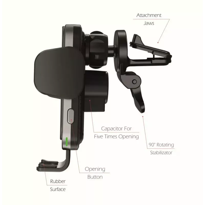Autohalterung mit kabellosem Ladegerät SWISSTEN W2-AV5, 15W Qi-Ladefunktion, Micro-USB-Kabel 1,2 m