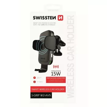 Autohalterung mit kabellosem Ladegerät SWISSTEN W2-AV5, 15W Qi-Ladefunktion, Micro-USB-Kabel 1,2 m