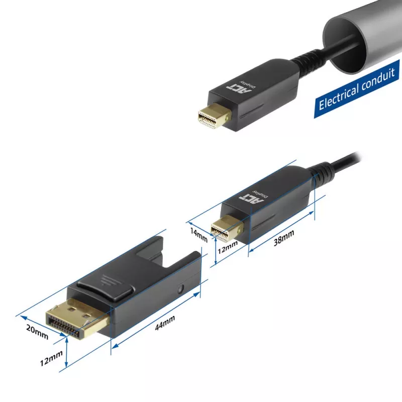 ACT 10 Meter DisplayPort 1.4 aktives optisches Kabel 8K mit abnehmbarem Stecker