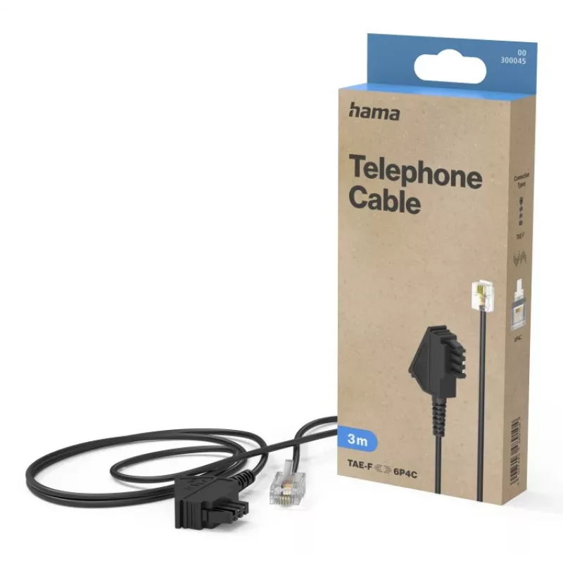 Hama 00300045 Telefonkabel 3 m Schwarz